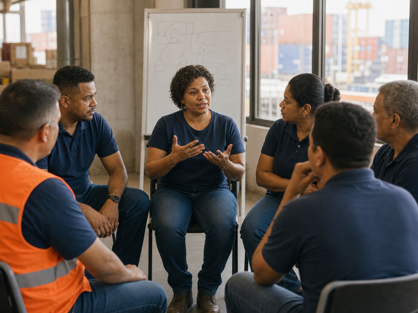 Sesión de capacitación grupal